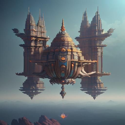 Craft a stunning digital artwork depicting a fusion of ancient Hindu ...