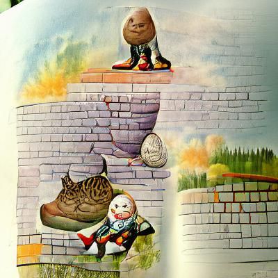 Humpty Dumpty sat on a wall storybook illustration