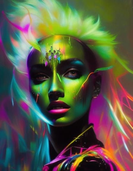 Neon Shadow Woman - AI Generated Artwork - NightCafe Creator