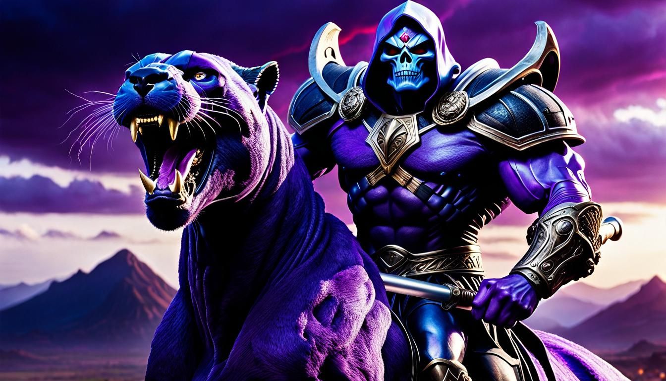 Skeletor riding Panthor - AI Generated Artwork - NightCafe Creator