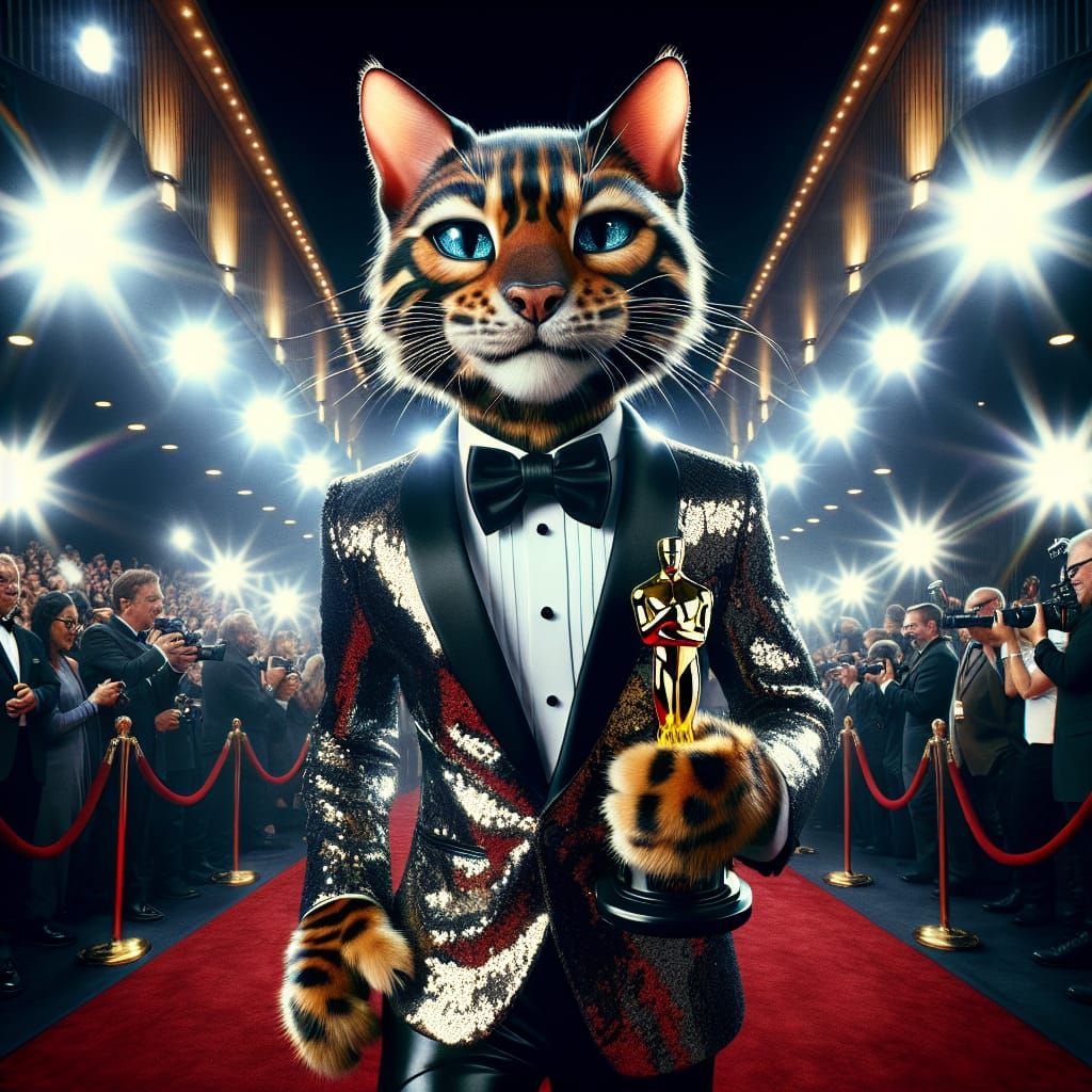 The Cat’s Meow Red Carpet Royalty Regal Bengal Cat Struts...