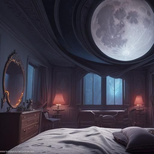 bedroom on the moon Artistic AI Generated Artwork NightCafe Creator