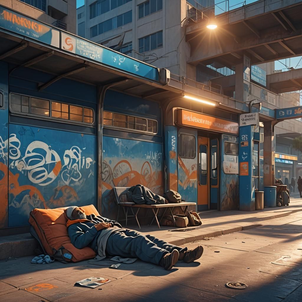 Tel Aviv Bus Station at Dawn: Fantasy Matte Painting