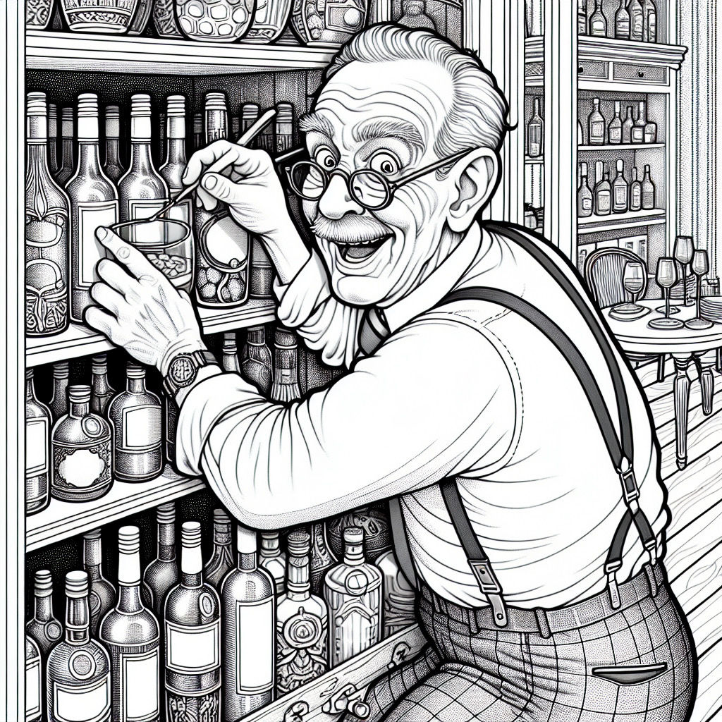 "Grandpa Got Into The Liquor Cabinet Again" Coloring Book Page