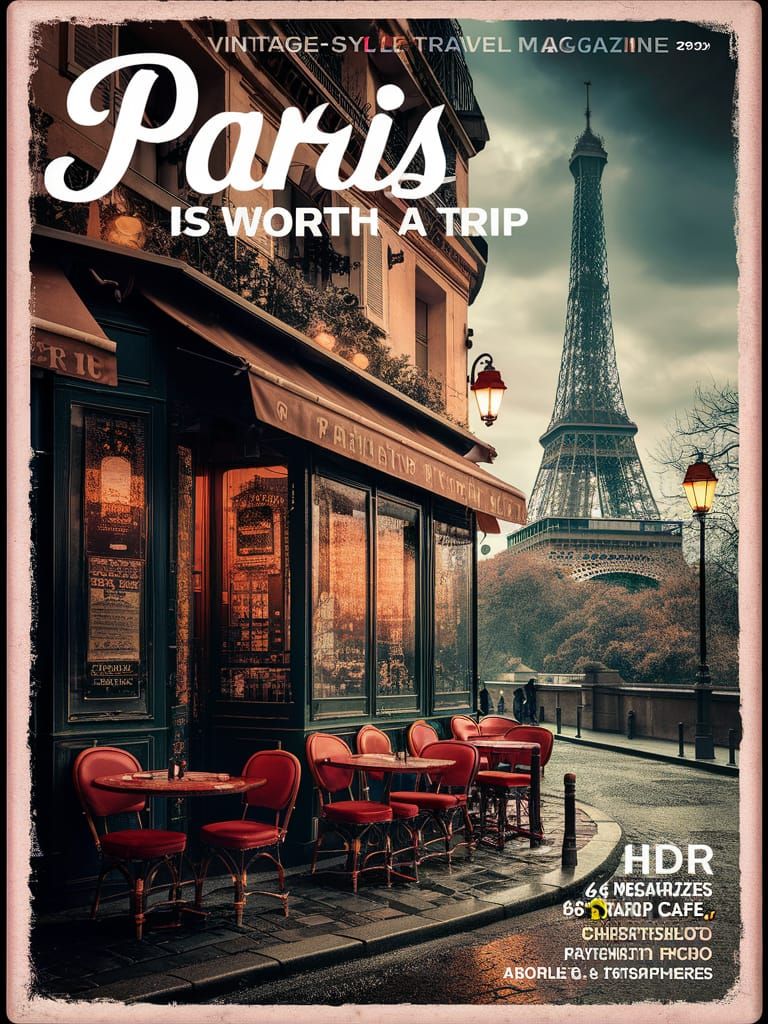 vintage  "travel magazine cover, Paris"  by @Angelika