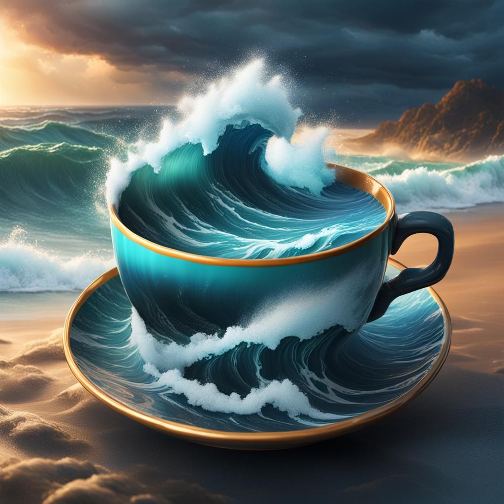 ocean in a teacup - AI Generated Artwork - NightCafe Creator