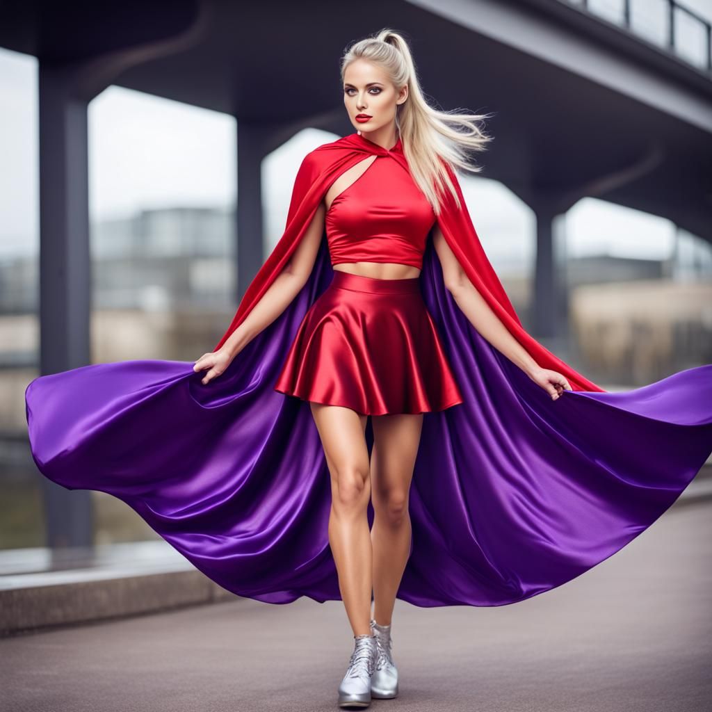 Blonde in red and purple ai generated artwork nightcafe creator