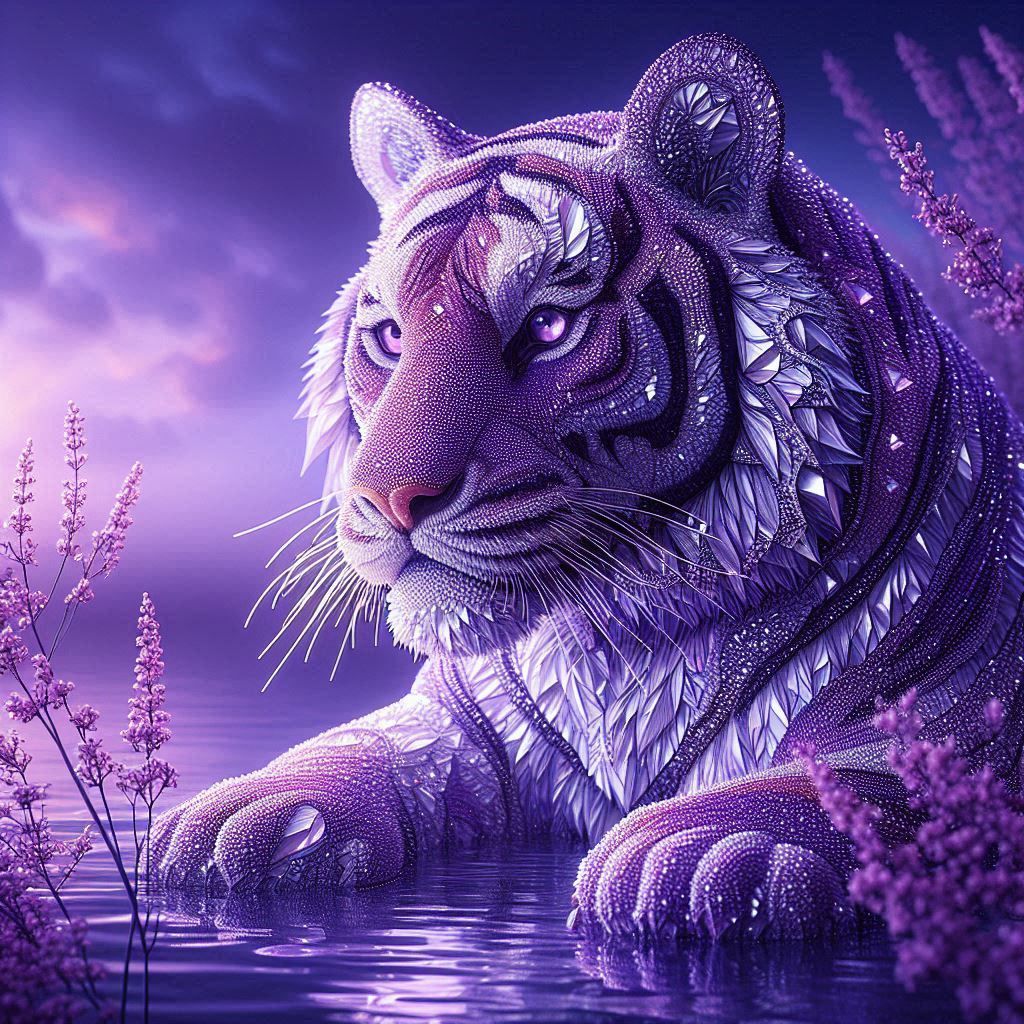 Tiger in the lake