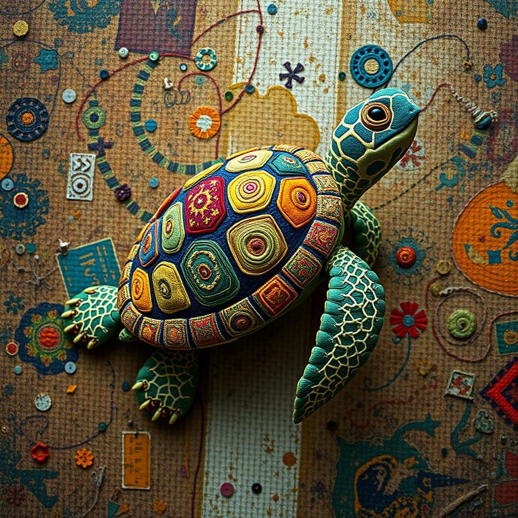 Stunning Futuristic Turtle Sculpture in Intricate Fabrics an...