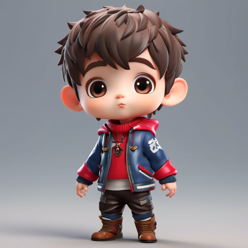 4d photographic image of full body image of a cute little chibi boy ...