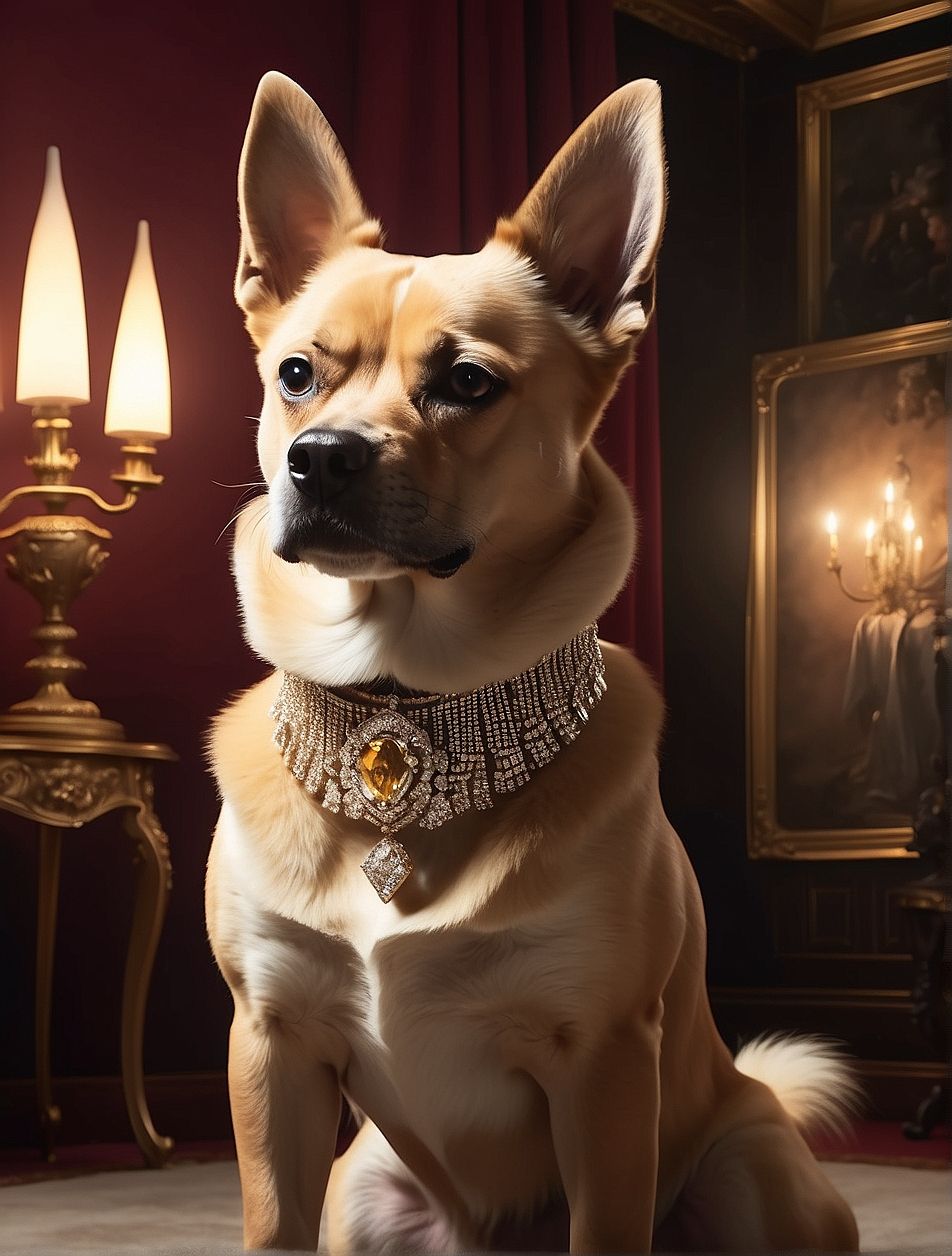 Purebred dog with a diamond collar