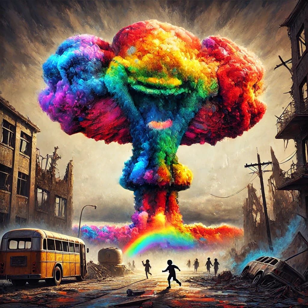 rainbow-colored nuclear explosion