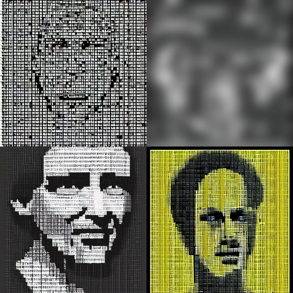 A portrait in the style of ASCII art