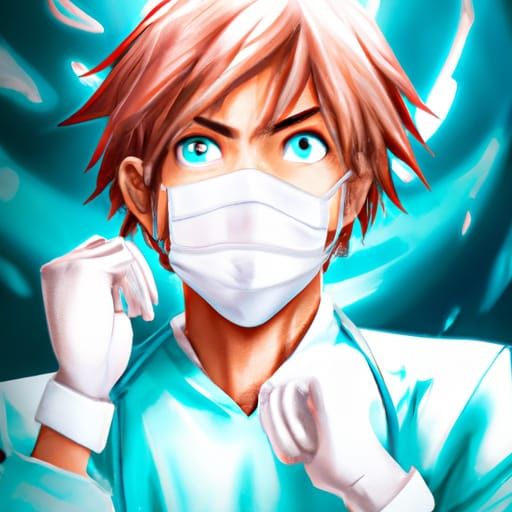 an illistration of a cute male surgical nurse with stunning ...