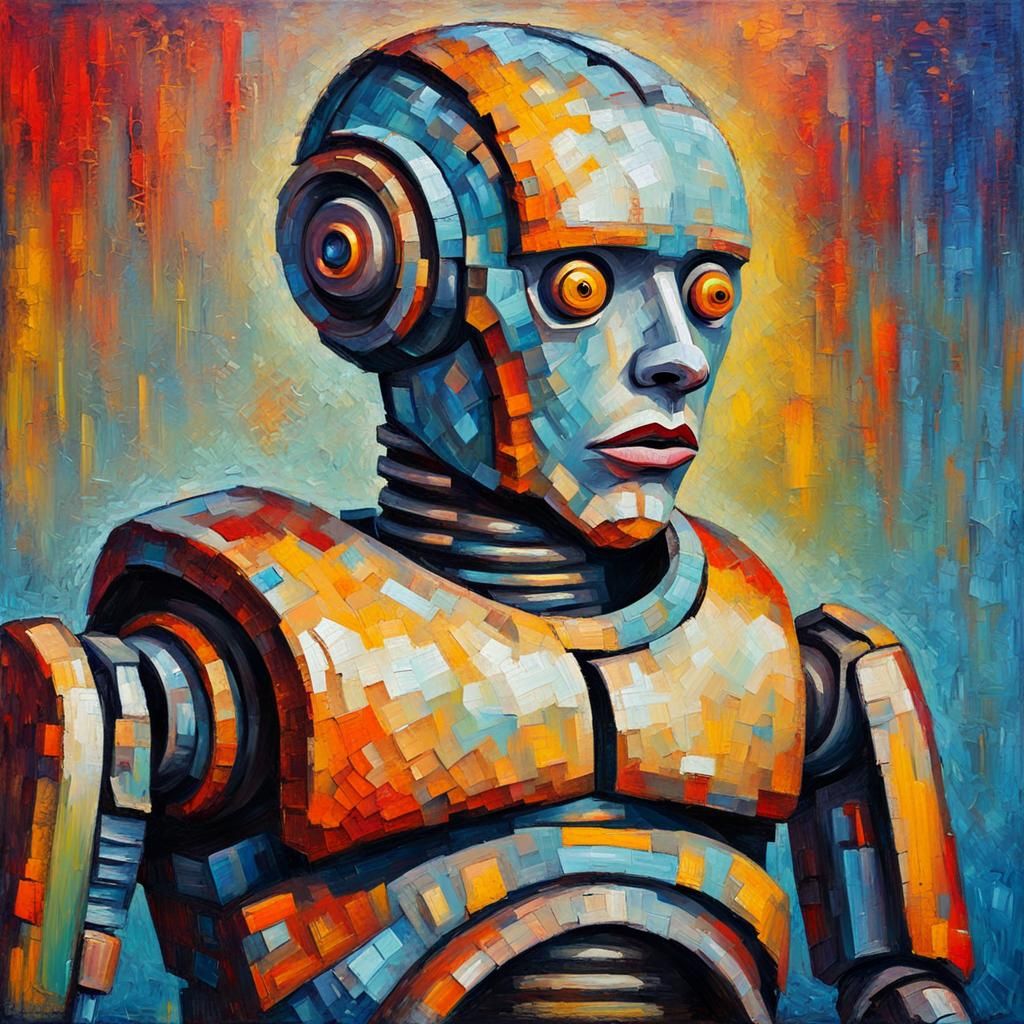 Cyborg android robot sad
