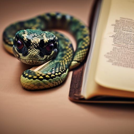 Chibi snake with books