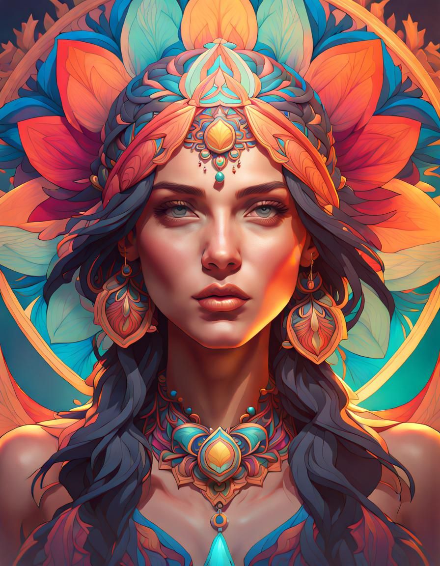 Mandala-esque portrait - AI Generated Artwork - NightCafe Creator