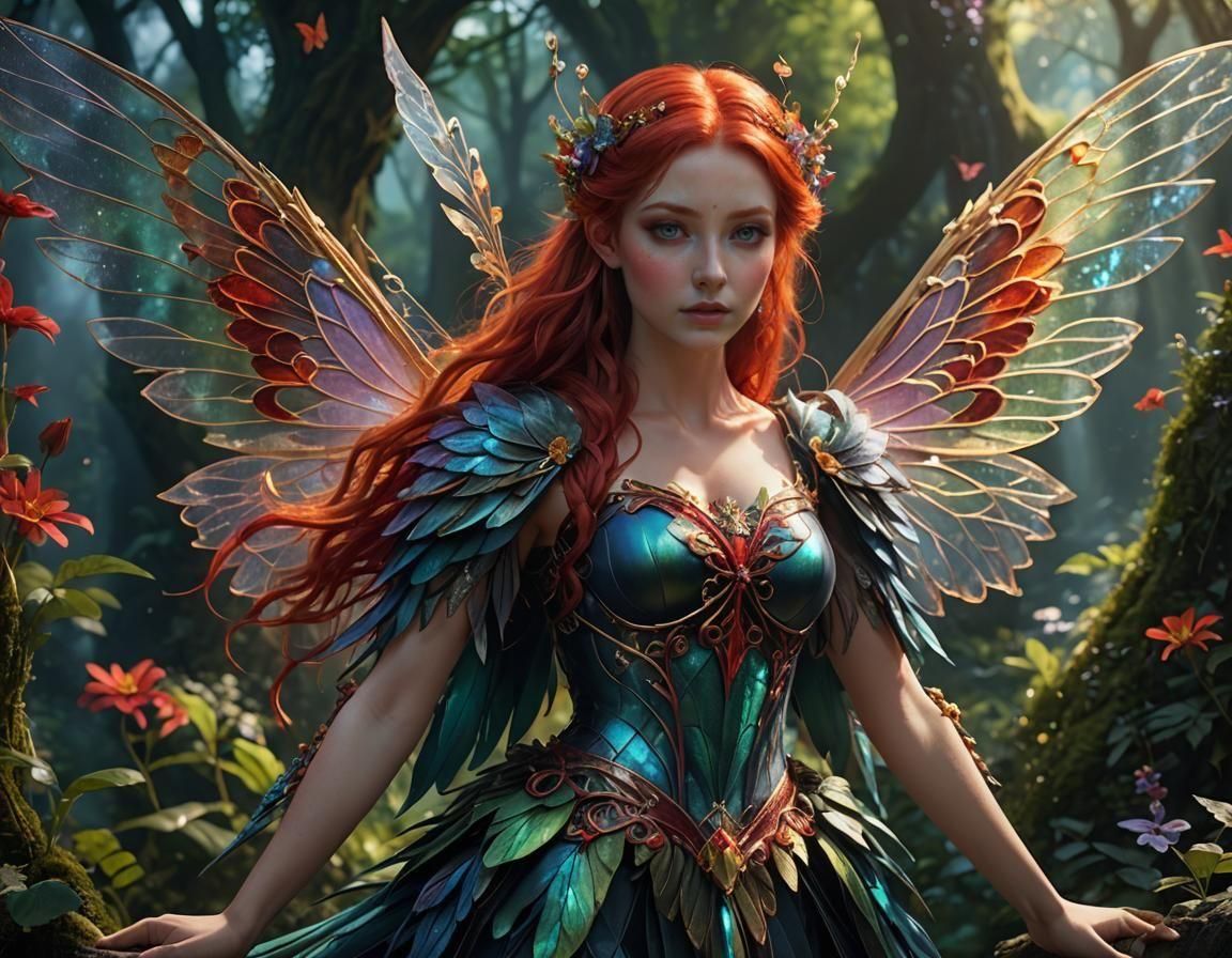 beautiful fairy with red hair