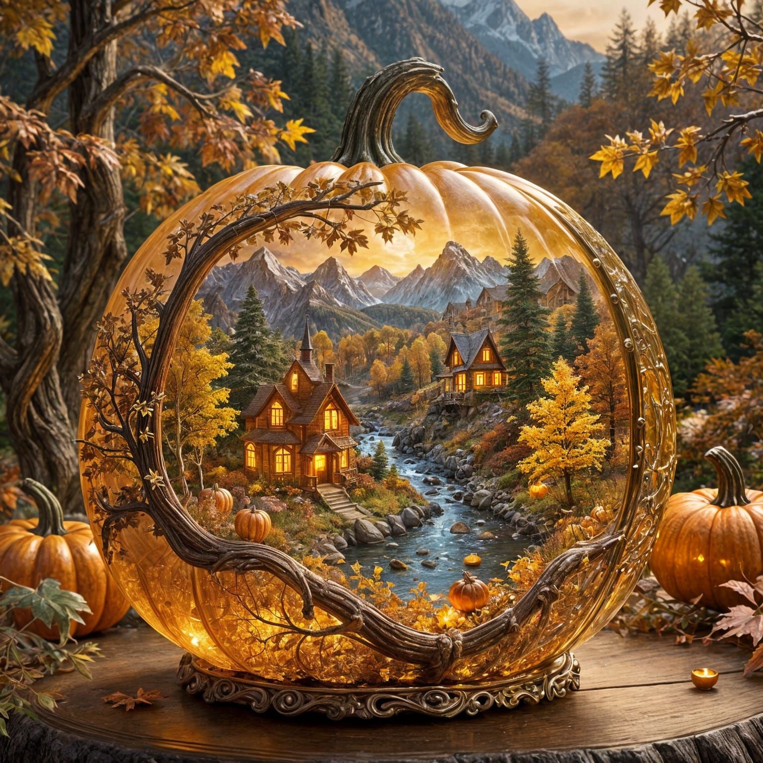 golden glowing pumpkin  by @N-Irene