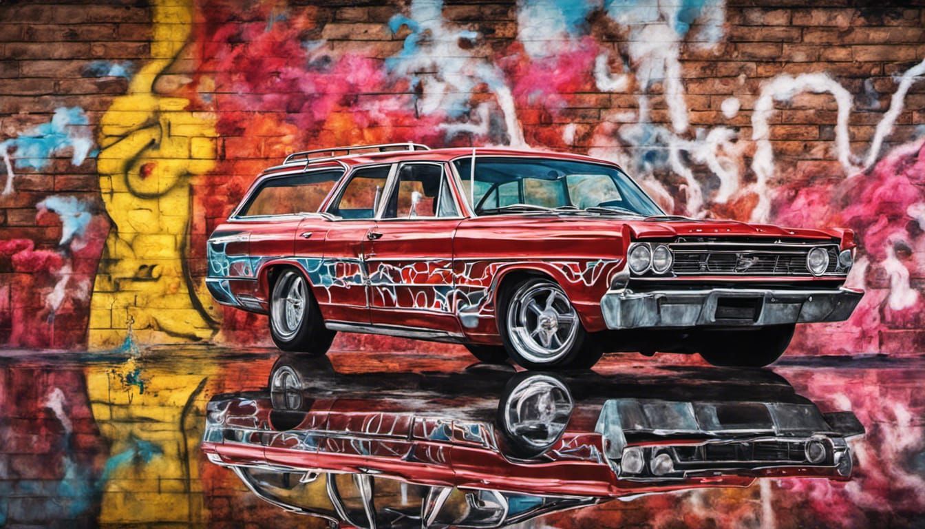 1967 red Ford Fairlane Wagon AI Generated Artwork NightCafe Creator