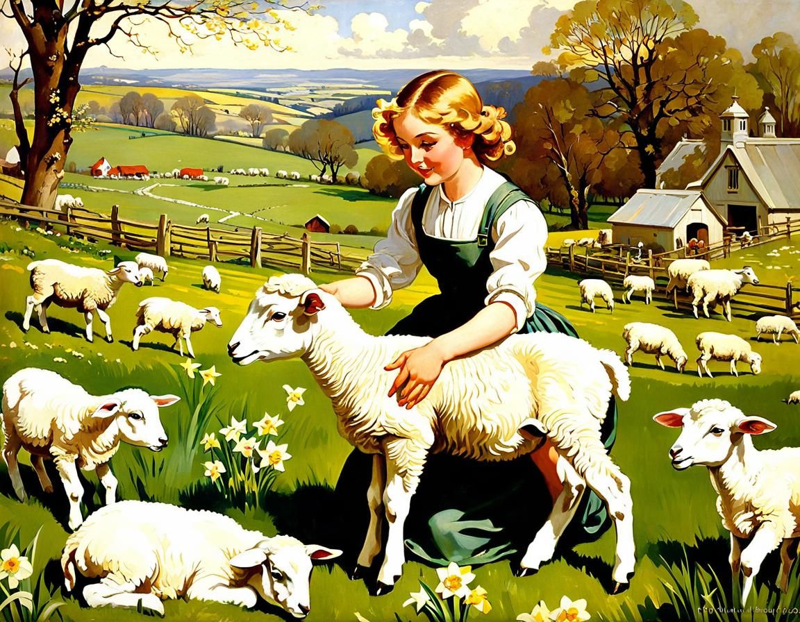 Her Pet Lamb - AI Generated Artwork - NightCafe Creator