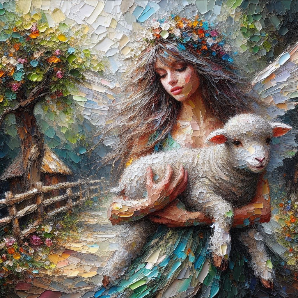 Fairy and her Pet Lamb