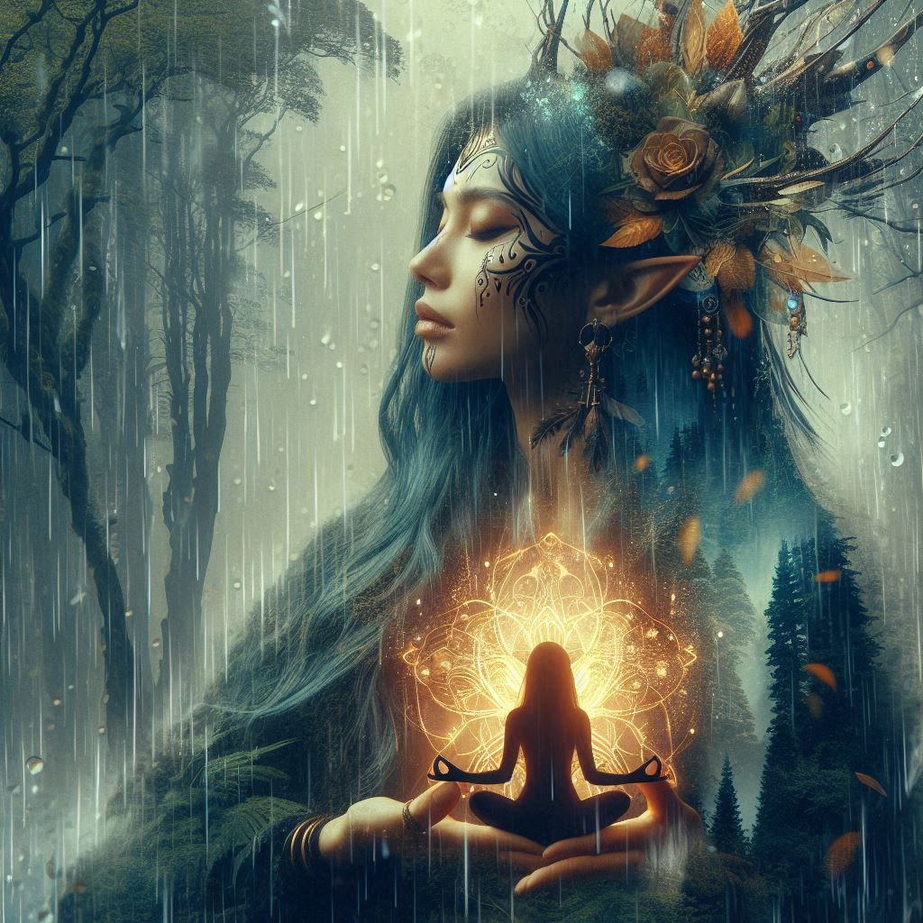 double exposure beautiful fantasy DALL-E 3 portrait landscap...