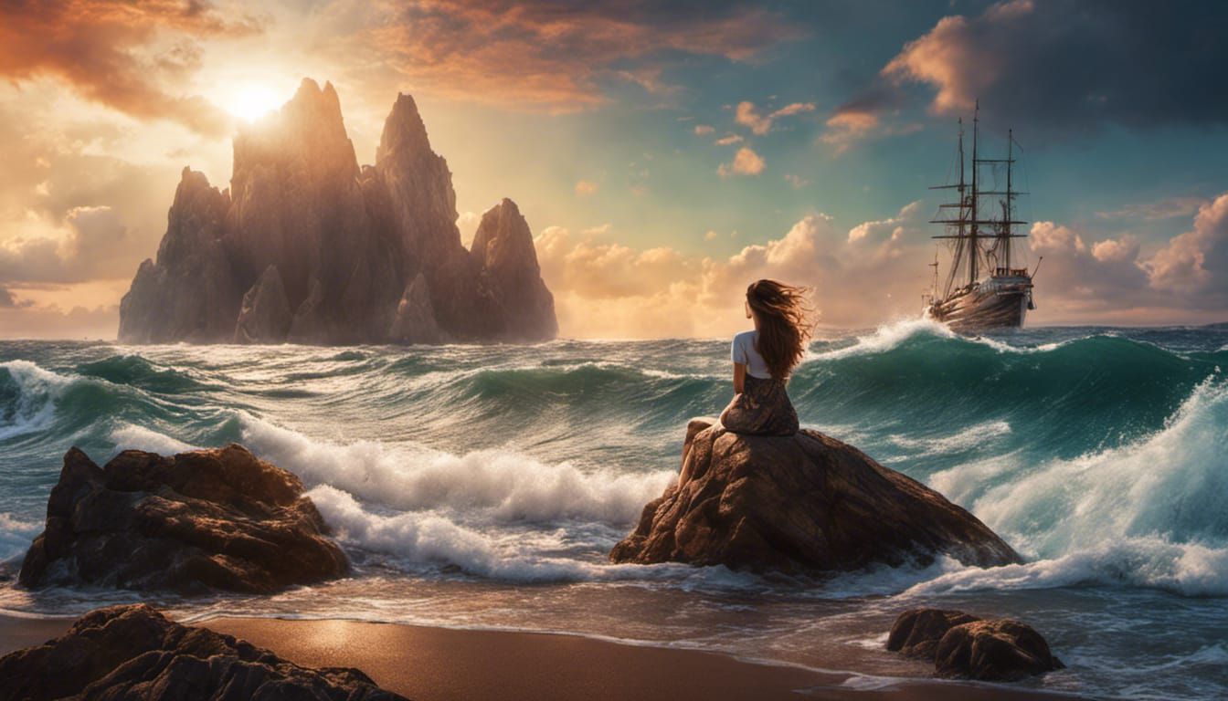 The Girl and the Sea  by @Fedo
