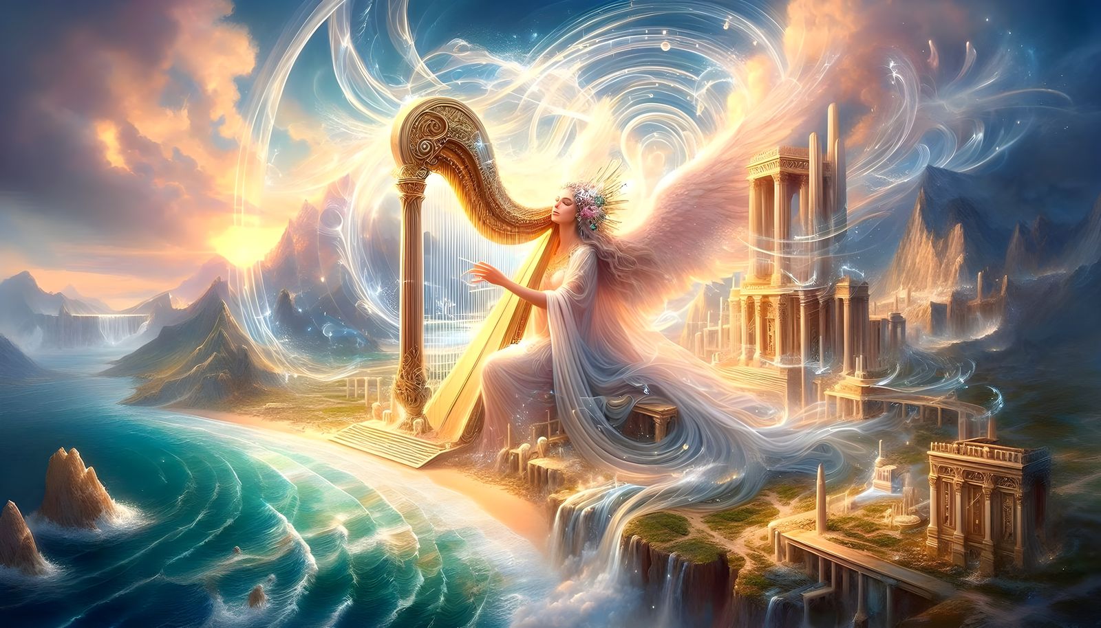 A Goddess With Her Harp