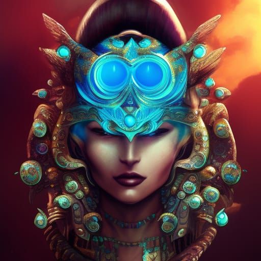1/3, turquoise animal, Gem sapphire Jaguár-skull, golden-hal...