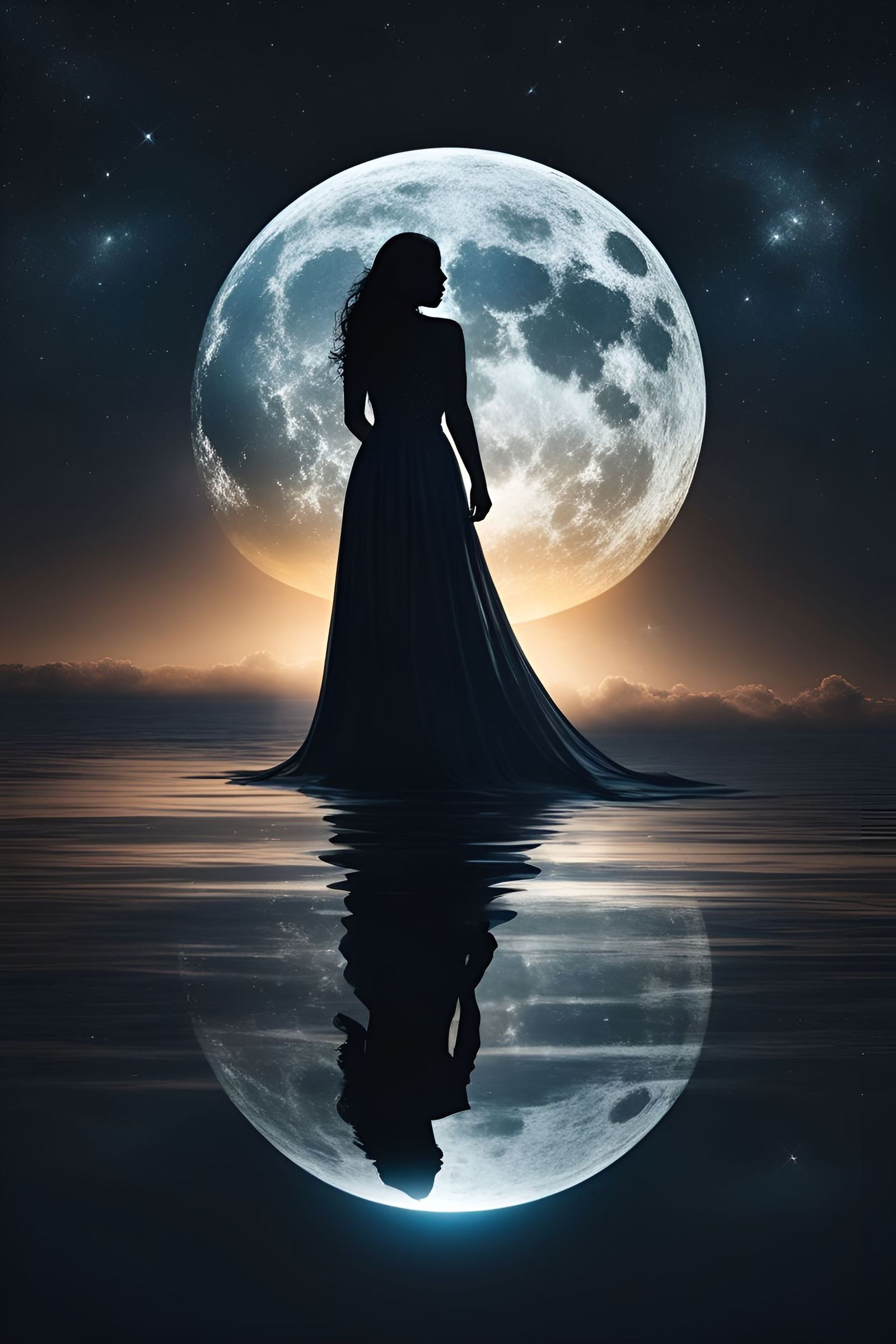 Woman and the moon