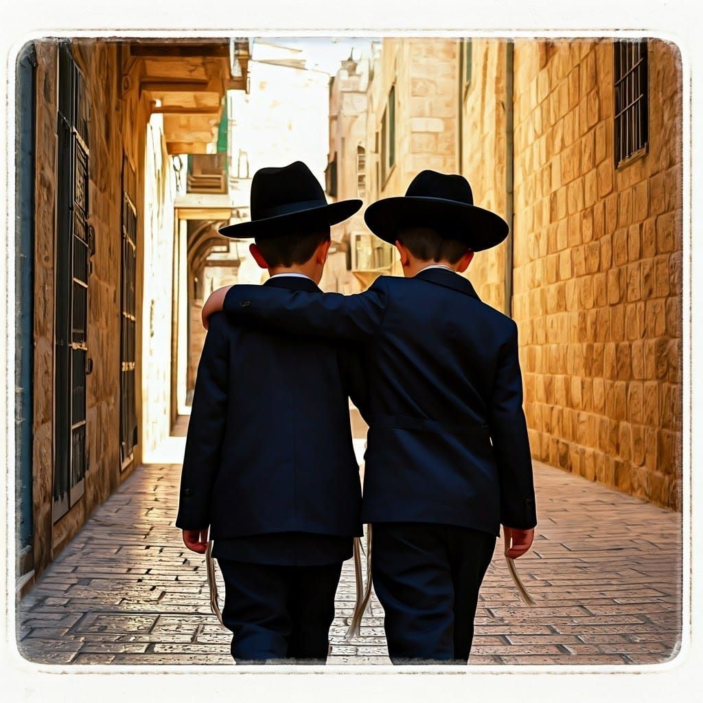 Boys in Jerusalem Old City: Impressionist Painting