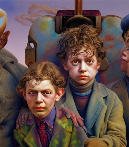 Little Rascals Portrait in Hyperrealist Watercolor Style