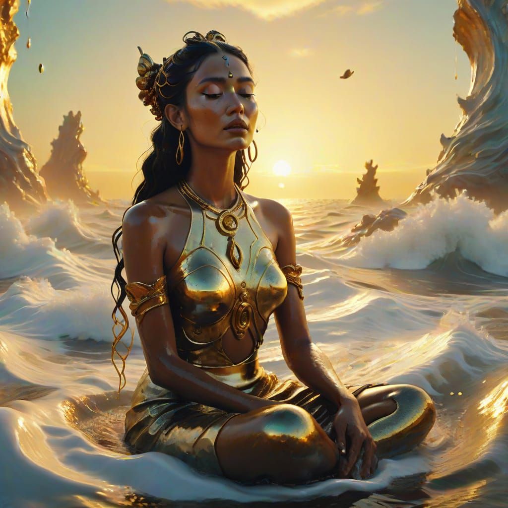 Surreal Chanting Girl in Salvador Dali Style