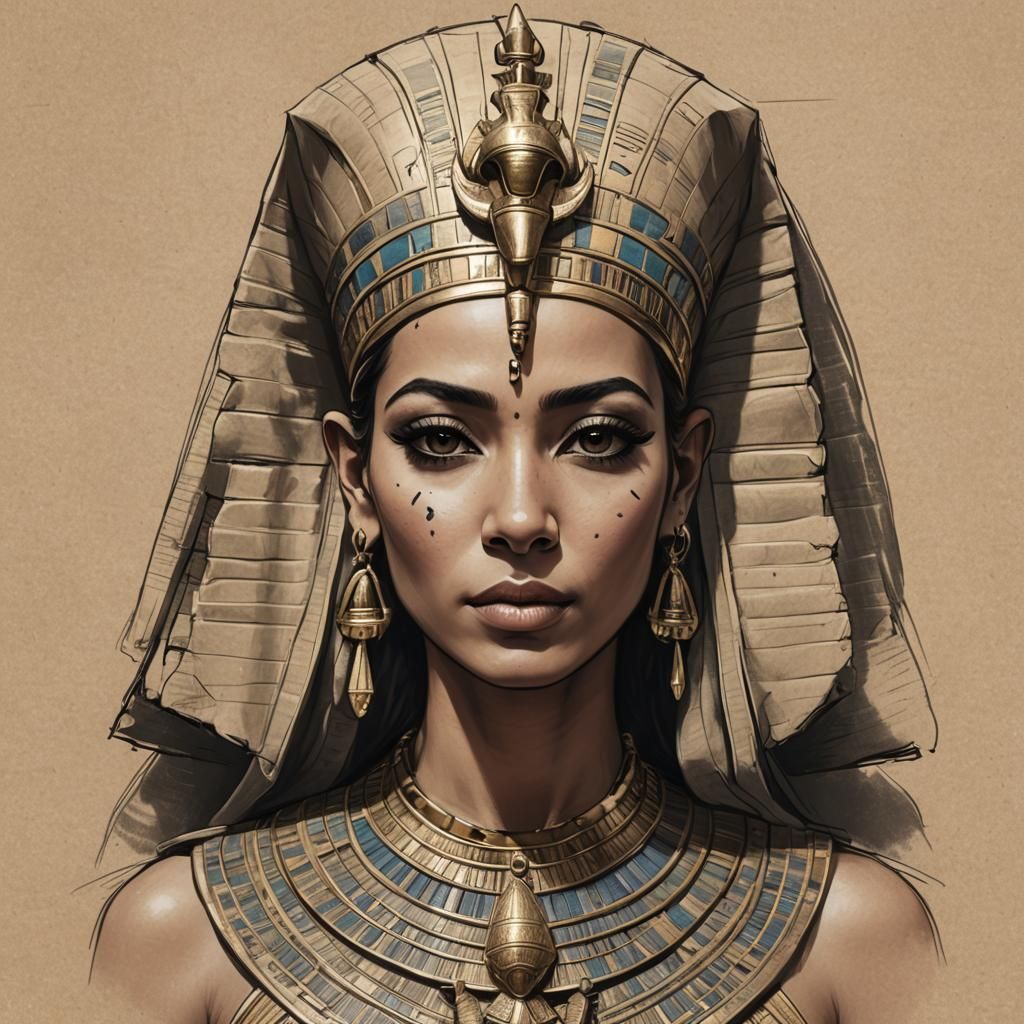 An Egyptian Queen sketch, Hyper real, 4k