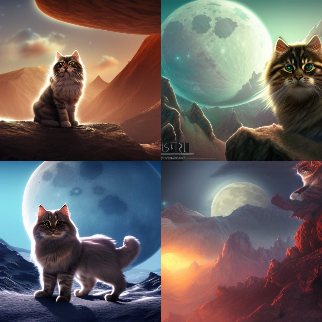 Siberian cat on the moon