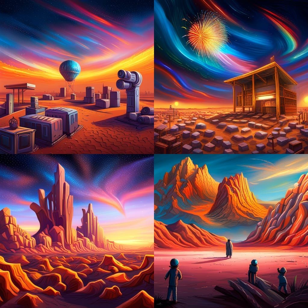 fire works in the dessert graffiti art, splash art, street art, spray