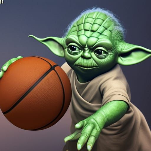 yoda dunking a basketball AI Generated Artwork NightCafe Creator