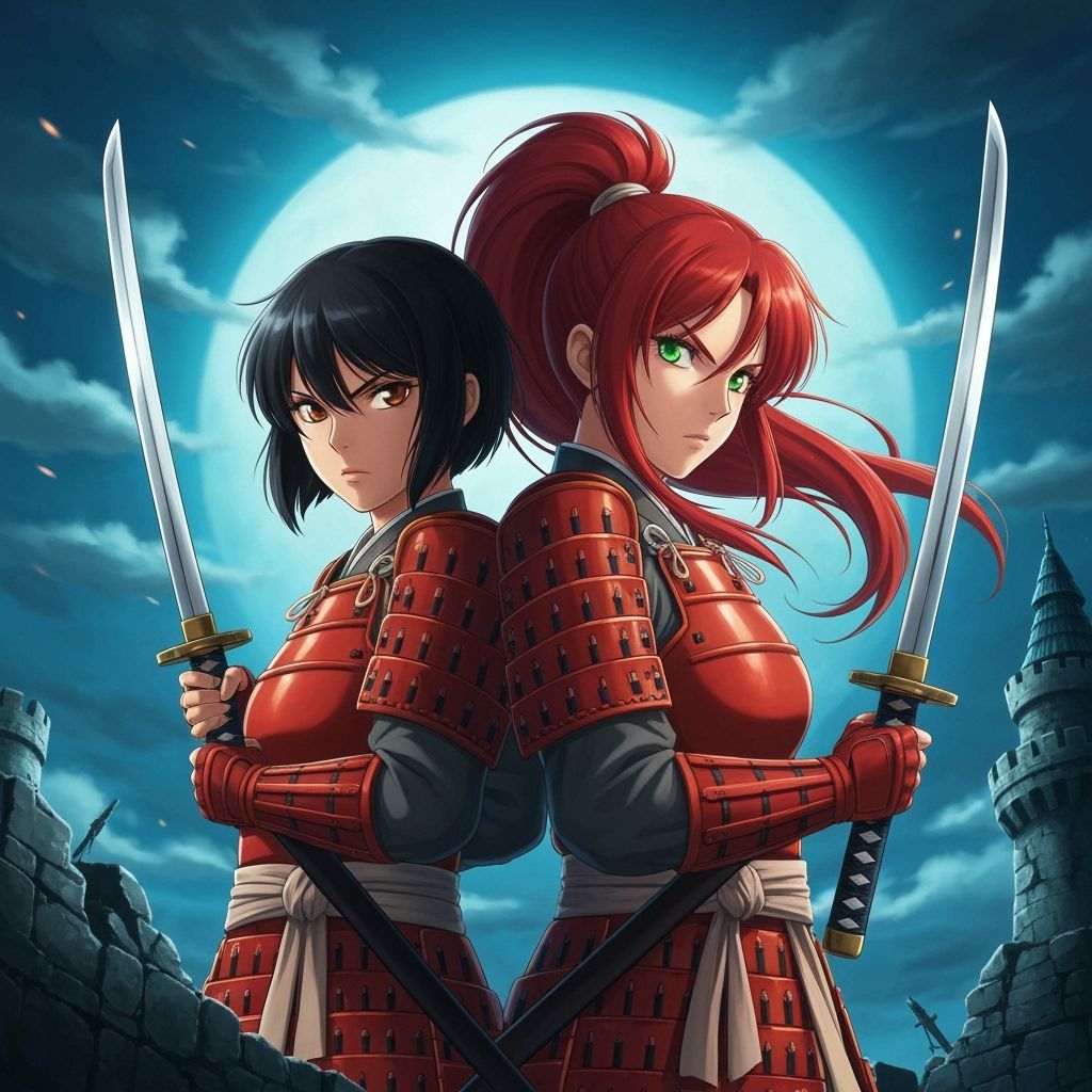 Anime Warriors on Castle in Ghibli-Frazetta Style