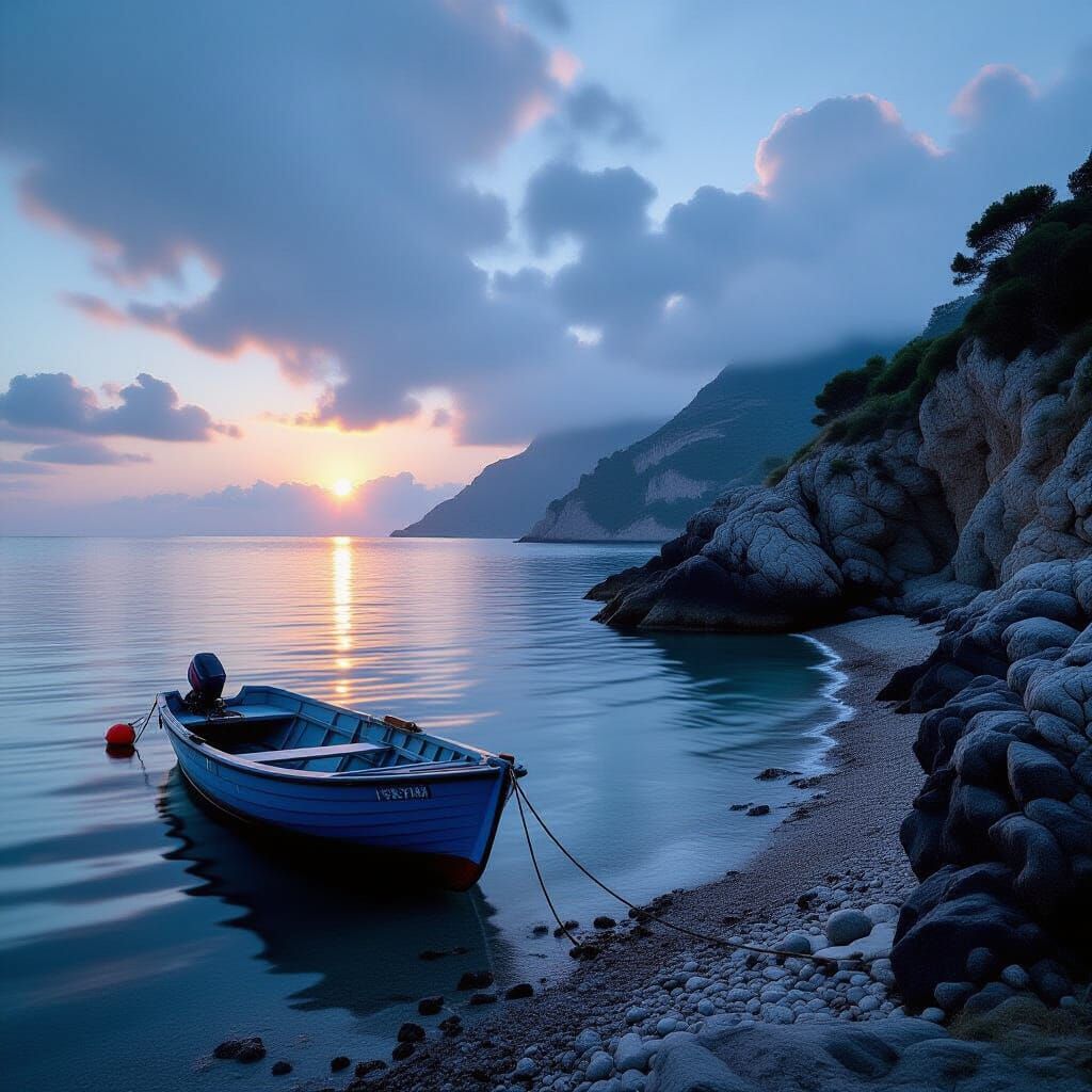 Fusion of Sea and Land in Hyperrealistic Style