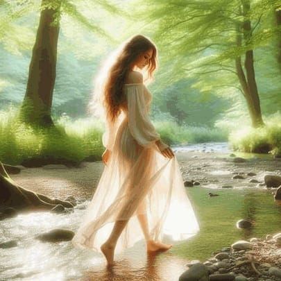 Girl In A Stream