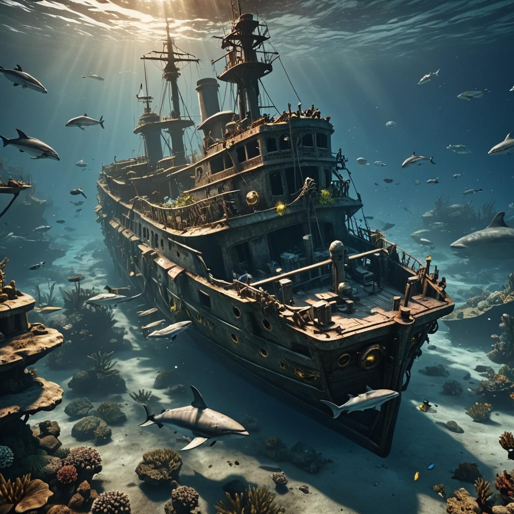 Underwater Shipwreck  by @Vaqueros