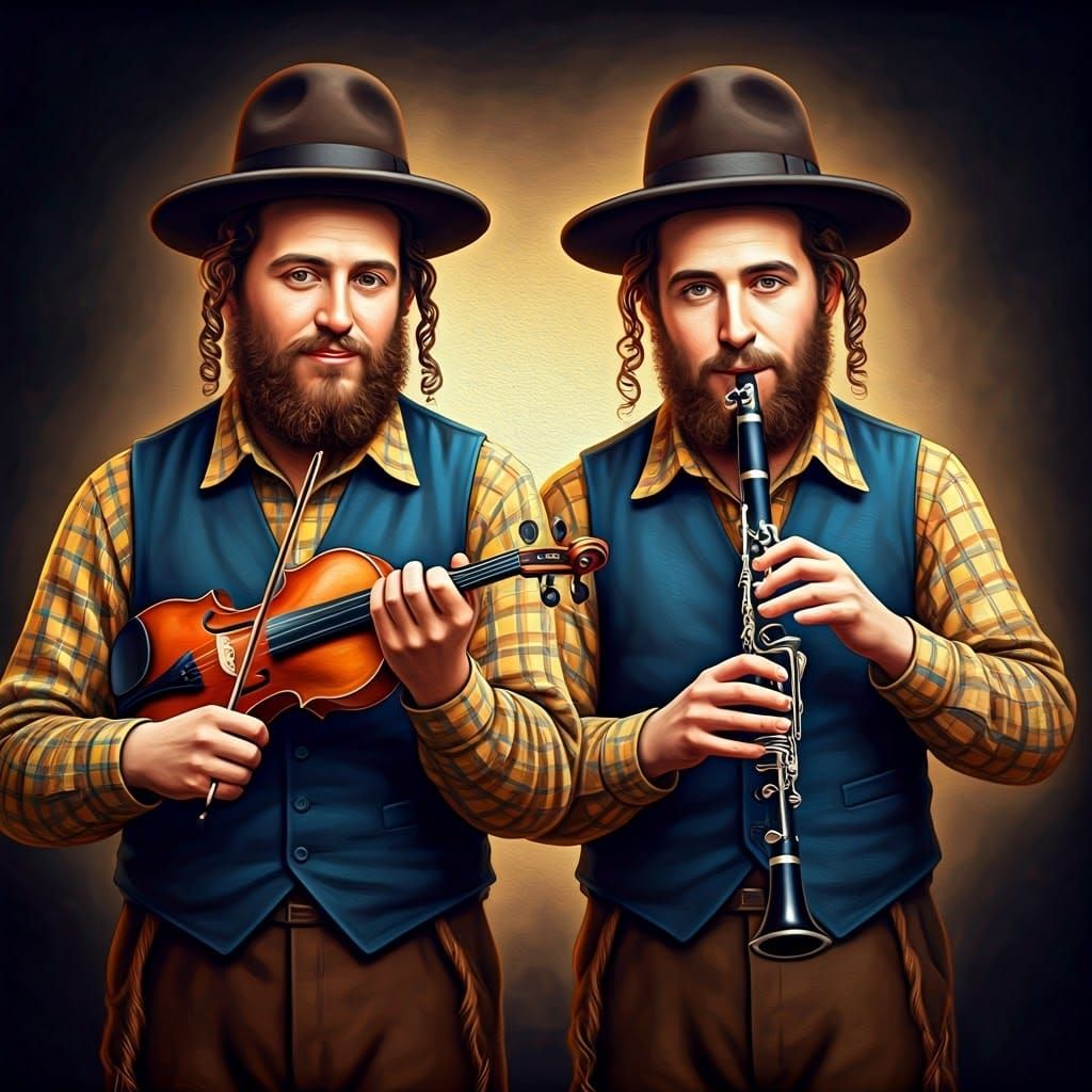 Joyful Hasidic Musicians in Warm Light