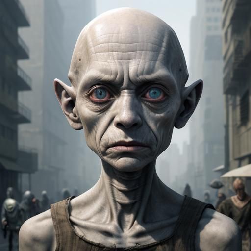 A society of small childlike skinny bald aliens who are home...