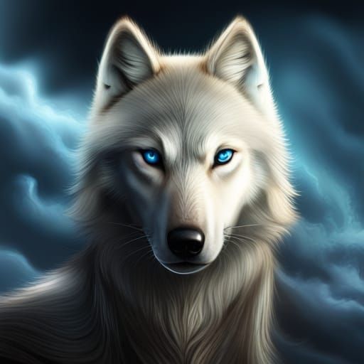 female wolf with blue eyes