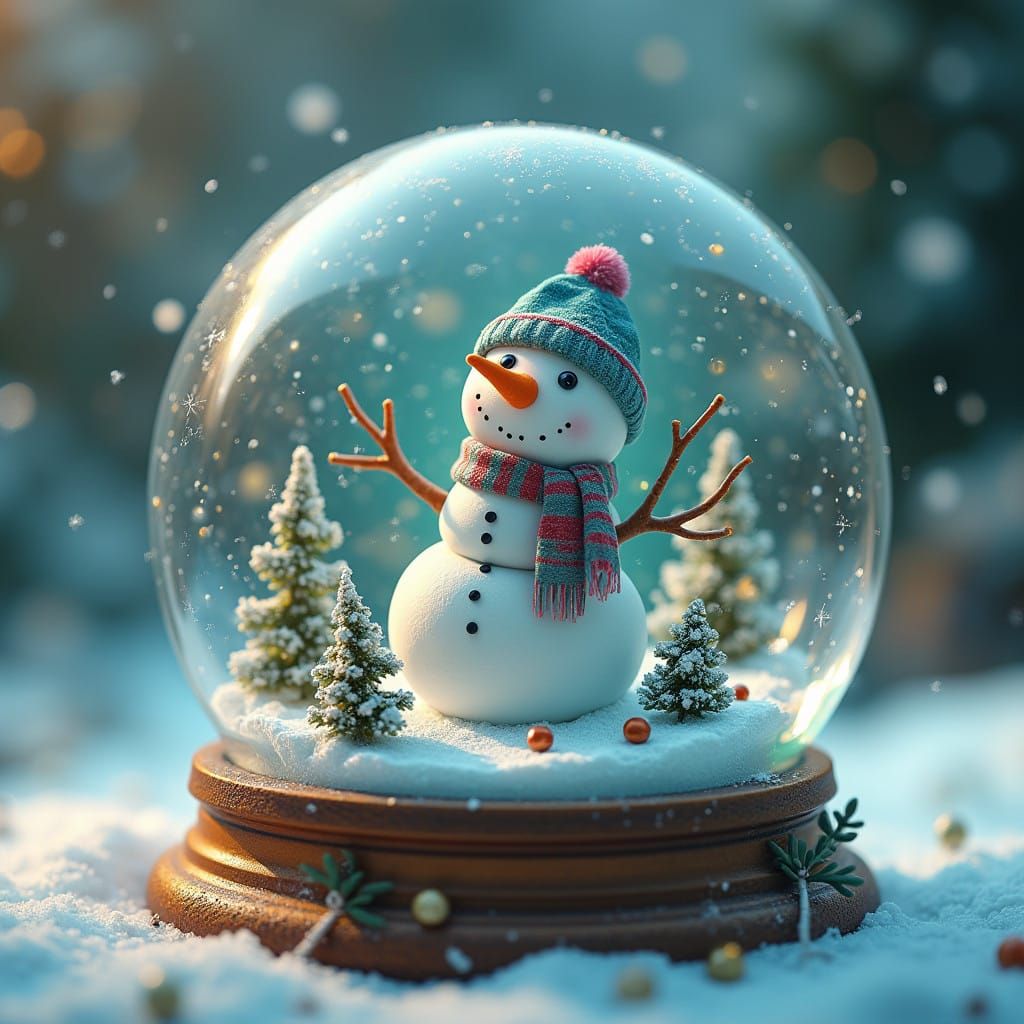 Whimsical Winter Wonderland in Crystal Glass Snow Globe