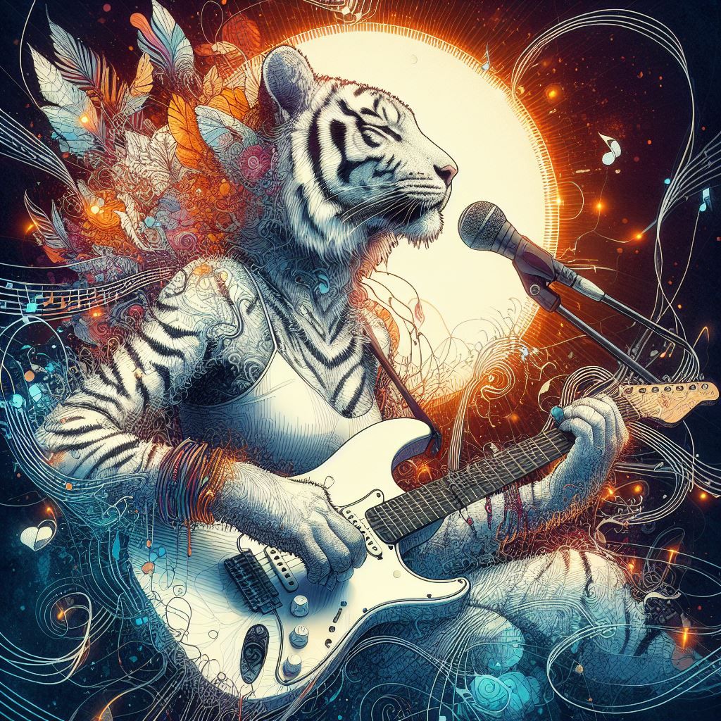 White tiger on guitar and vocals