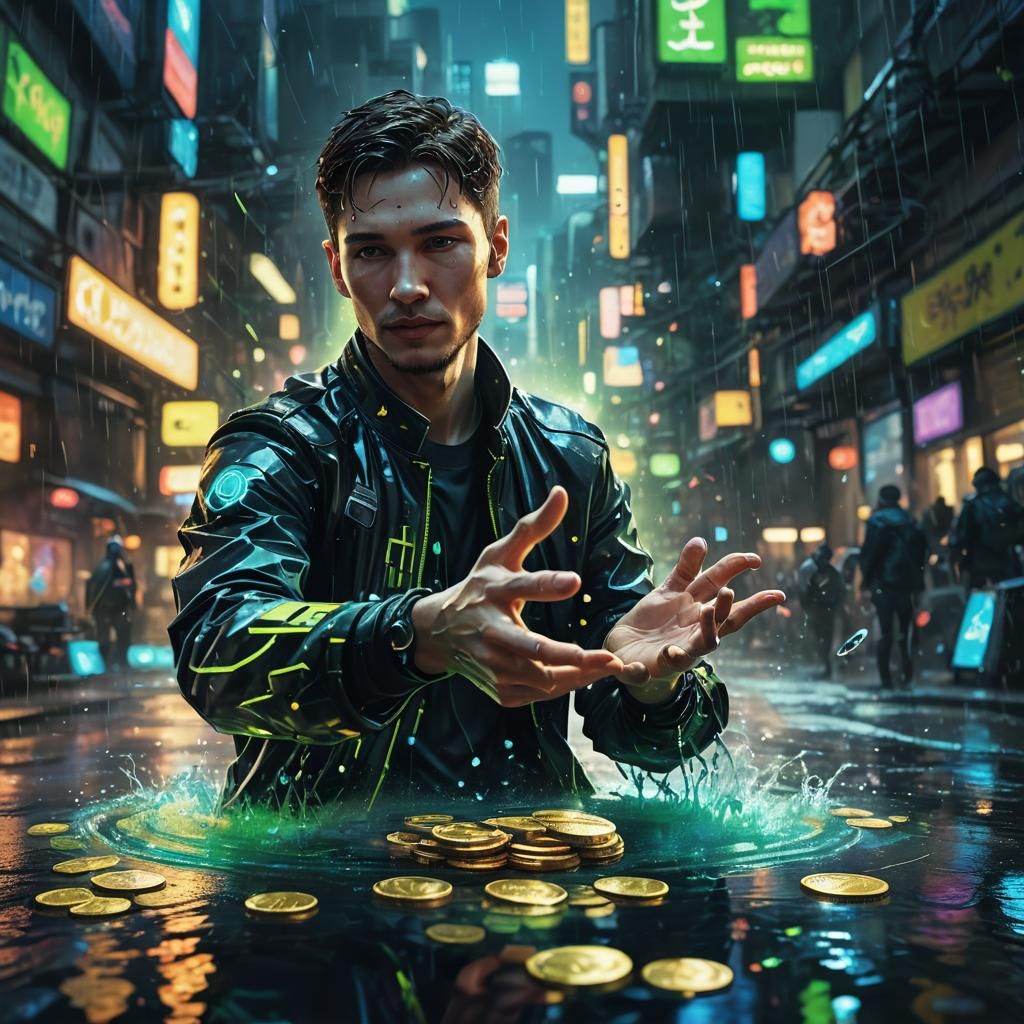 Cyberpunk Concept Art: Durov Floating on Coin