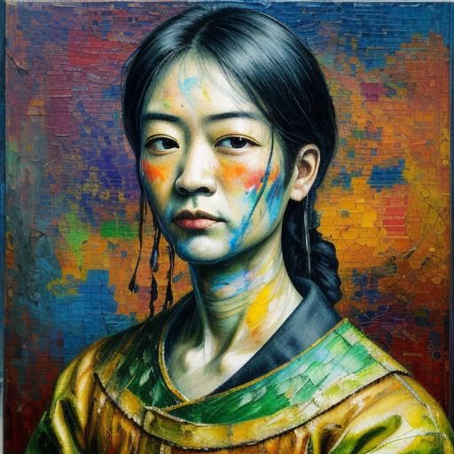 Restored Oil Painting Portrait in Expressionist Style