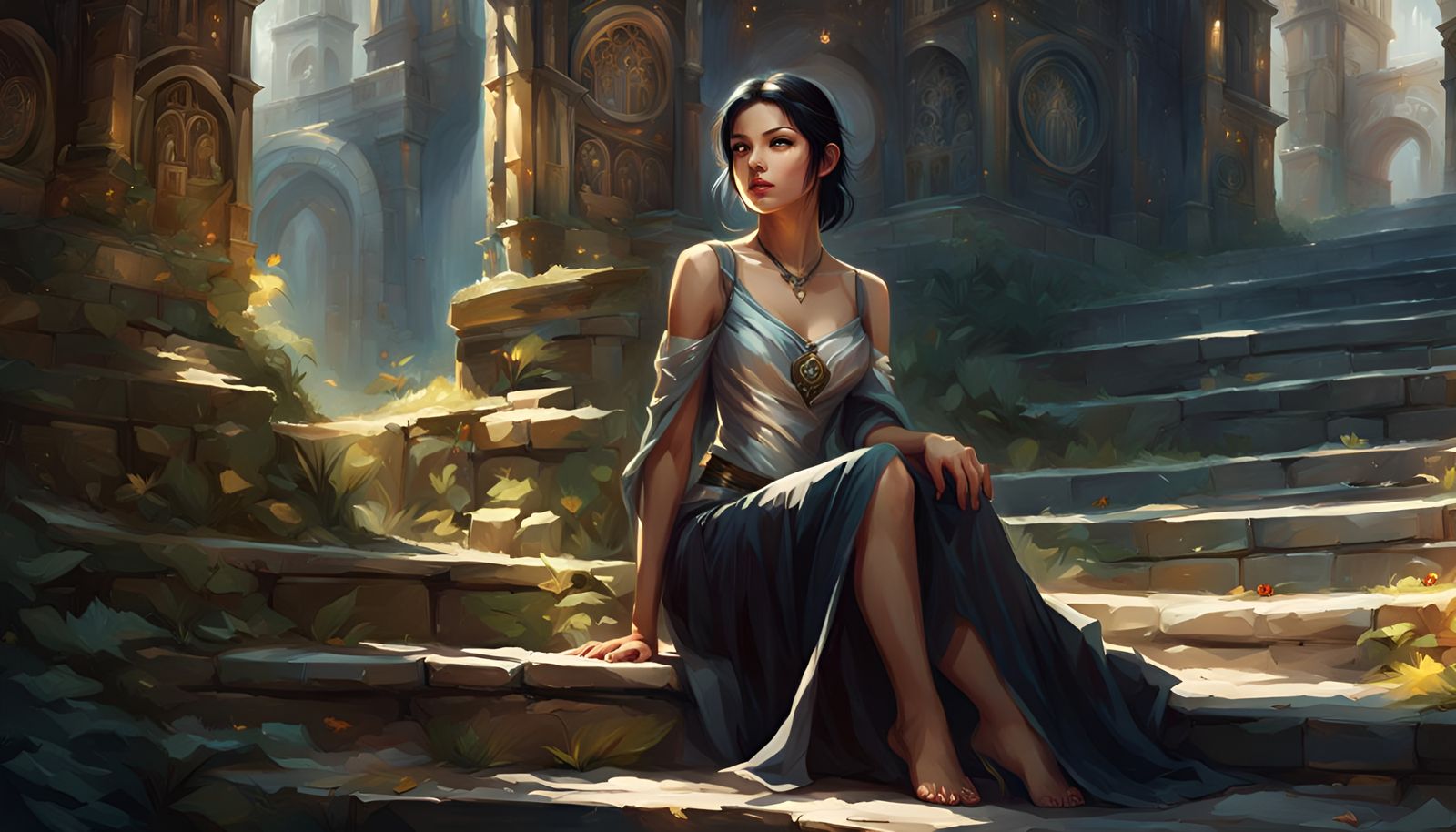 sunrise in the old ruined city